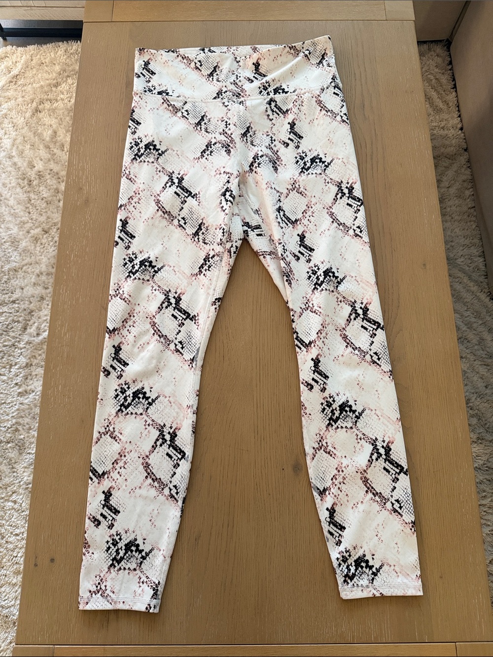 Fabletics White Snake-Print Leggings with Pink & Black Accents
